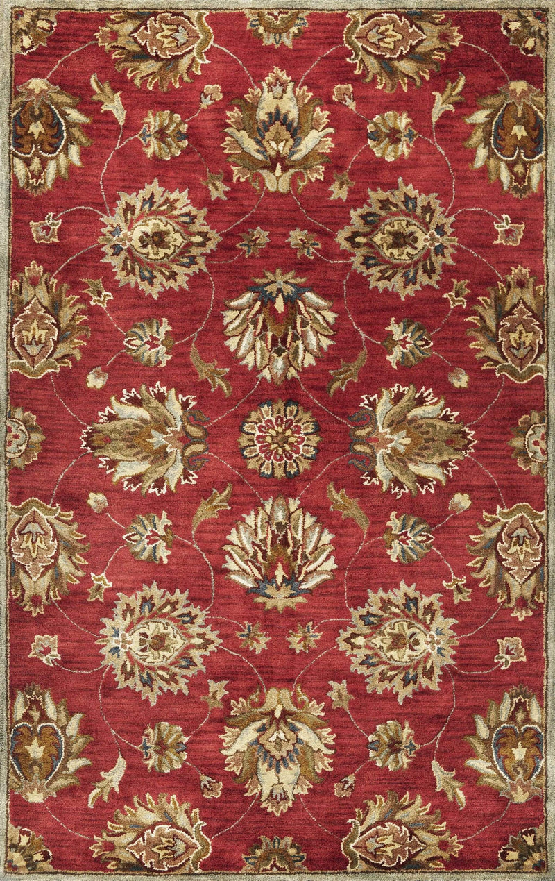 Rugs Cheap Rugs 5' x 8' Wool Red Area Rug 3134 HomeRoots