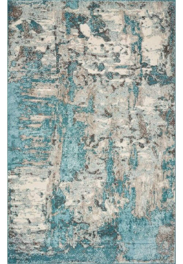 Rugs Cheap Rugs For Sale - 99" X 122" X 0.'5" Ivory/Teal Polypropylene Rug HomeRoots