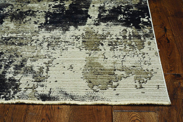 Rugs Cheap Rugs Online - 27" X 91" X 0.'25" Ivory/Charcoal Polyester Rug HomeRoots