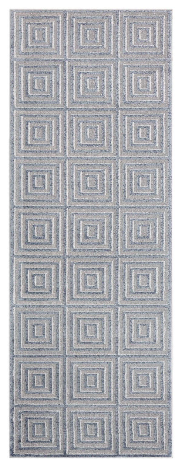 Rugs Cheap Runner Rugs - 31" x 86" x 0.39" Blue/Grey Polyester/Olefin Runner Rug HomeRoots