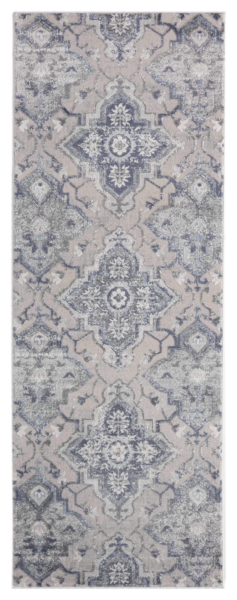 Rugs Cheap Runner Rugs 31" x 86" x 0.39" Blue Polyester/Olefin Runner Rug 7894 HomeRoots