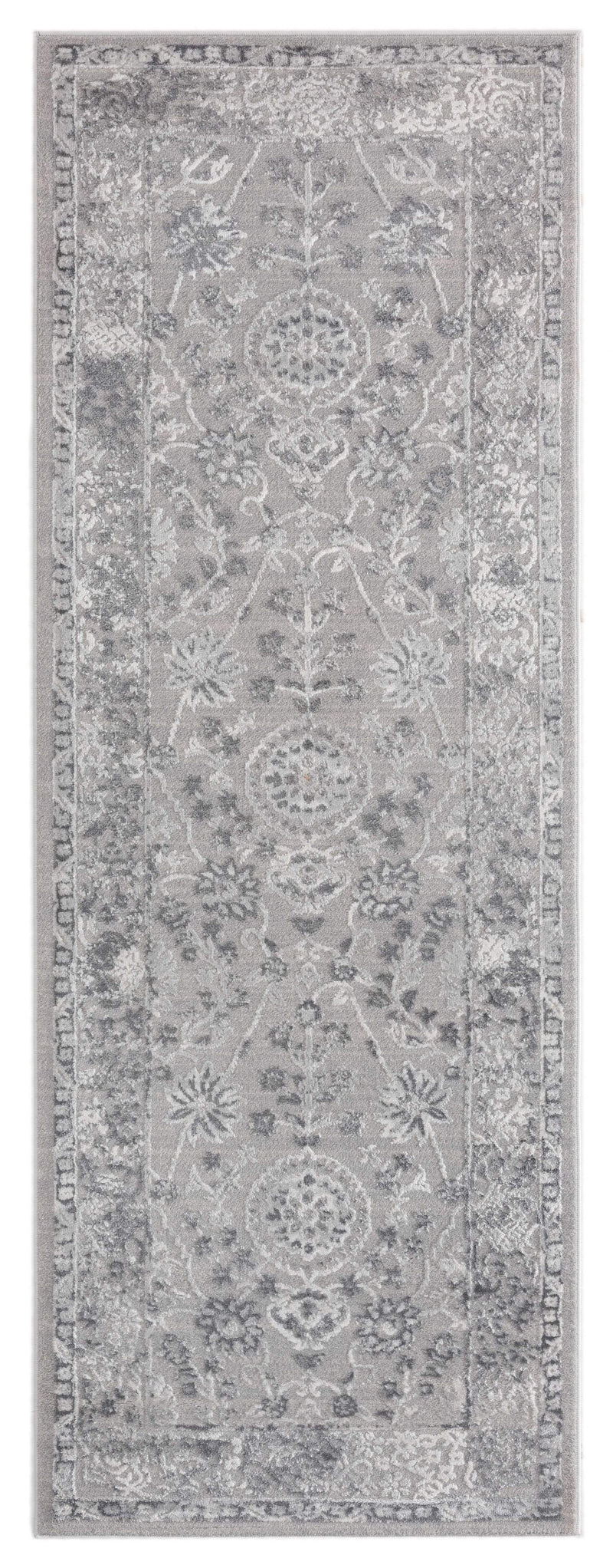 Rugs Cheap Runner Rugs 31" x 86" x 0.39" Grey Polyester/Olefin Runner Rug 7859 HomeRoots