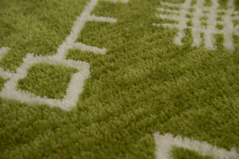 Rugs Cheap Runner Rugs - 63" x 86" x 0.79" Apple Green Polyester Runner Rug HomeRoots