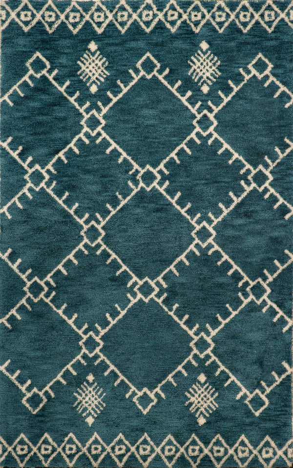 Rugs Cheap Runner Rugs - 63" x 86" x 0.79" Denim Blue Polyester Runner Rug HomeRoots