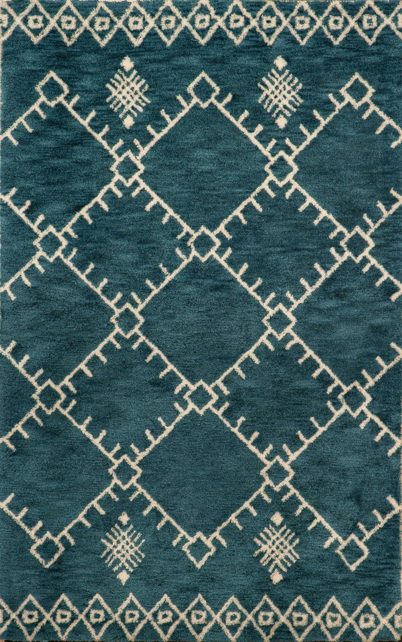 Rugs Cheap Runner Rugs - 63" x 86" x 0.79" Denim Blue Polyester Runner Rug HomeRoots