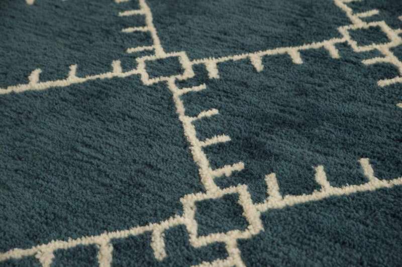 Rugs Cheap Runner Rugs - 63" x 86" x 0.79" Denim Blue Polyester Runner Rug HomeRoots