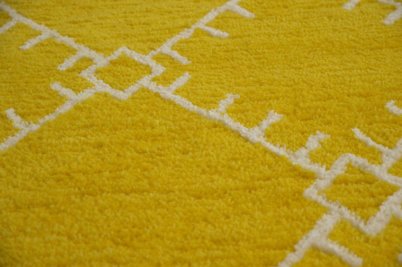 Rugs Cheap Runner Rugs - 63" x 86" x 0.79" Yellow Polyester Runner Rug HomeRoots