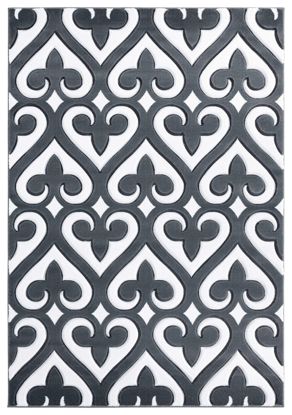 Rugs Christmas Rugs 63" x 90" x 0.53" Grey Olefin/Polypropylene Area Rug 7474 HomeRoots