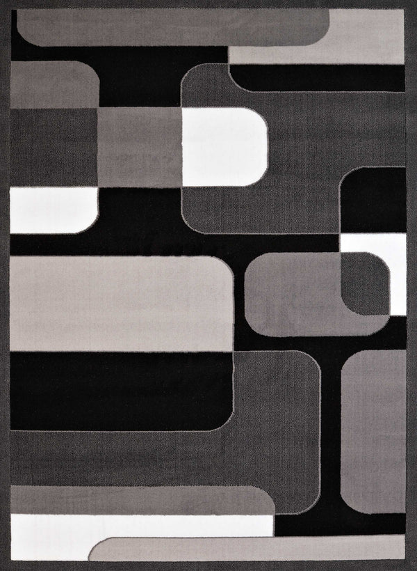 Rugs Christmas Rugs 94" x 126" x 0.4" Grey Olefin Oversize Rug 7600 HomeRoots