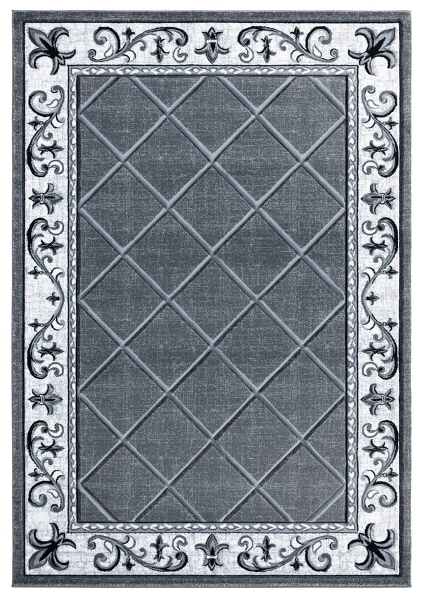 Rugs Christmas Rugs 94" x 126" x 0.53" Grey Olefin/Polypropylene Area Rug 7380 HomeRoots