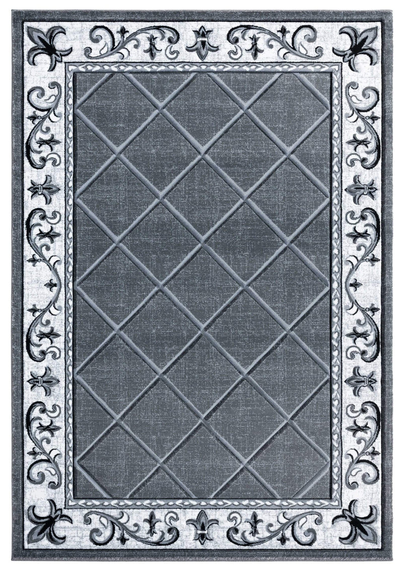 Rugs Christmas Rugs 94" x 126" x 0.53" Grey Olefin/Polypropylene Area Rug 7380 HomeRoots
