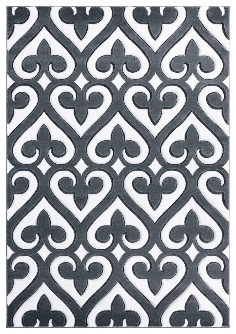 Rugs Christmas Rugs 94" x 126" x 0.53" Grey Olefin/Polypropylene Area Rug 7476 HomeRoots