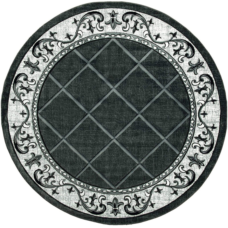 Rugs Christmas Rugs 94" x 94" x 0.53" Grey Olefin/Polypropylene Round Rug 7379 HomeRoots
