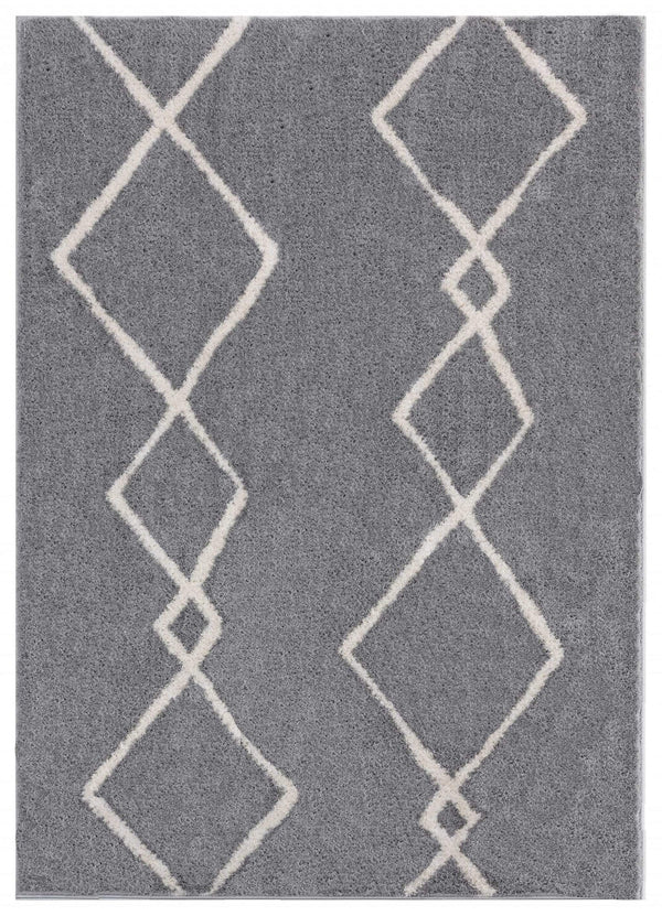 Rugs Clearance Rugs 23" x 36" x 1.2" Grey Microfiber Polyester Accent Rug 1548 HomeRoots