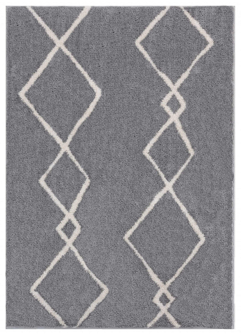 Rugs Clearance Rugs 39" x 59" x 1.2" Grey Microfiber Polyester Mat Rug 1550 HomeRoots