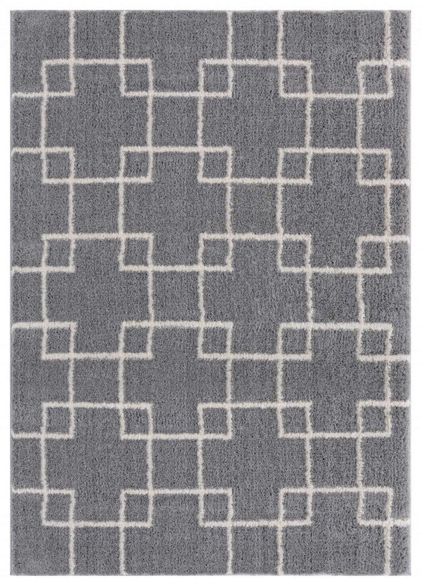 Rugs Contemporary Rugs 23" x 36" x 1.2" Grey Microfiber Polyester Accent Rug 1626 HomeRoots