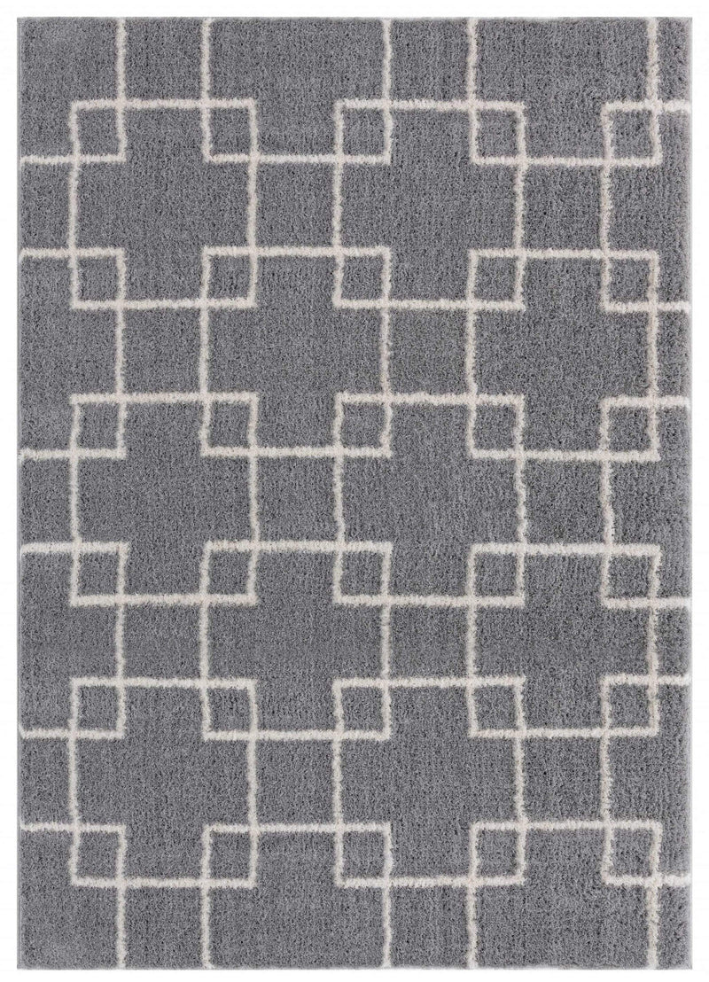 Rugs Contemporary Rugs 23" x 36" x 1.2" Grey Microfiber Polyester Accent Rug 1626 HomeRoots