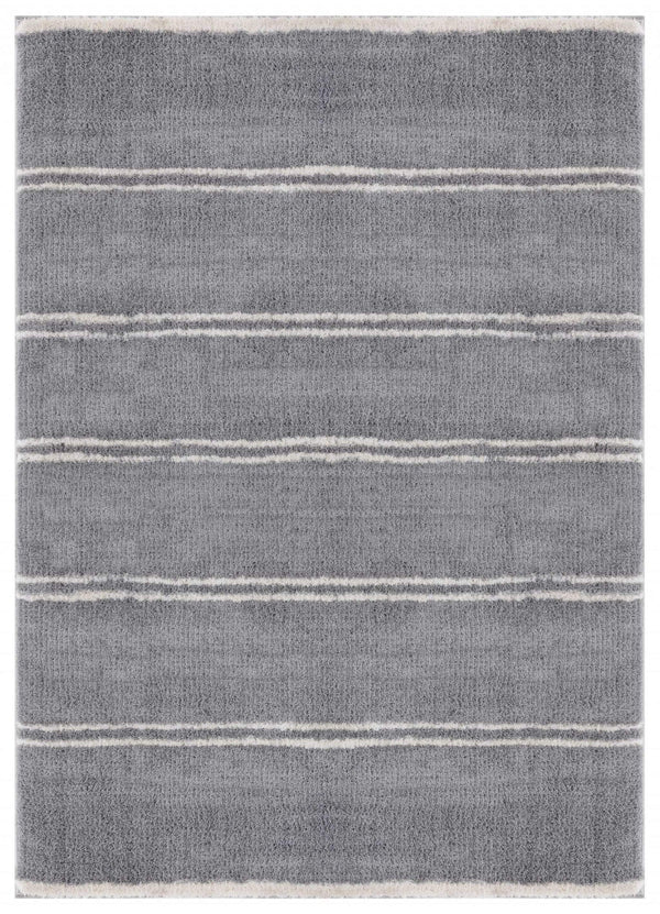 Rugs Contemporary Rugs 39" x 59" x 1.2" Grey Microfiber Polyester Mat Rug 1568 HomeRoots