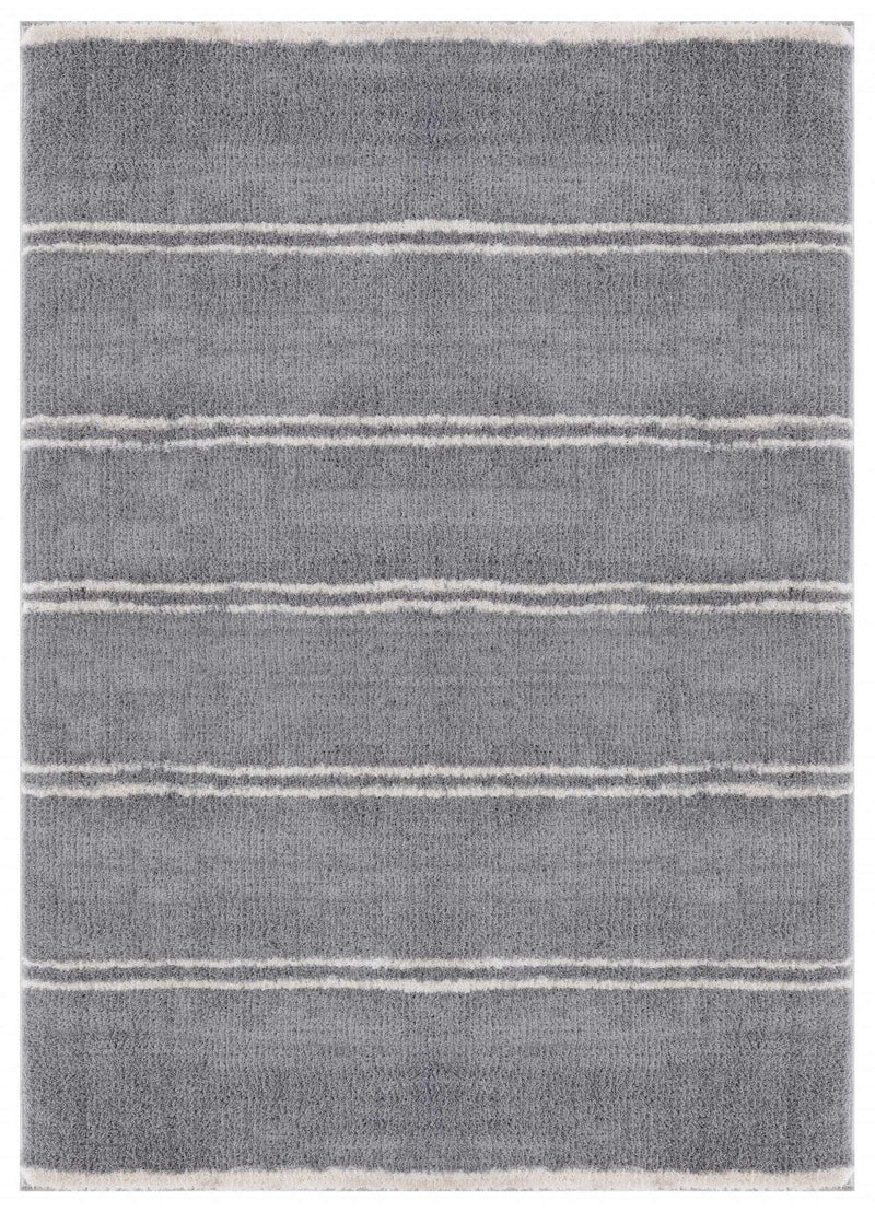 Rugs Contemporary Rugs 39" x 59" x 1.2" Grey Microfiber Polyester Mat Rug 1568 HomeRoots