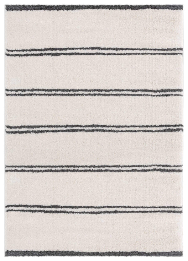 Rugs Contemporary Rugs 63" x 86" x 1.2" White Microfiber Polyester Area Rug 1581 HomeRoots