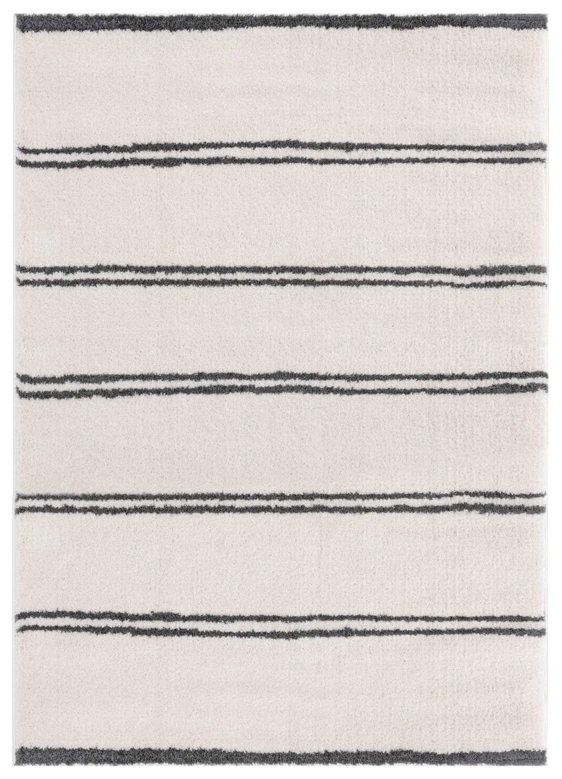 Rugs Contemporary Rugs 63" x 86" x 1.2" White Microfiber Polyester Area Rug 1581 HomeRoots