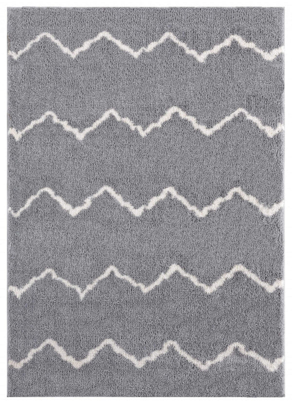 Rugs Contemporary Rugs 94" x 126" x 1.2" Grey Microfiber Polyester Oversize Rug 1601 HomeRoots