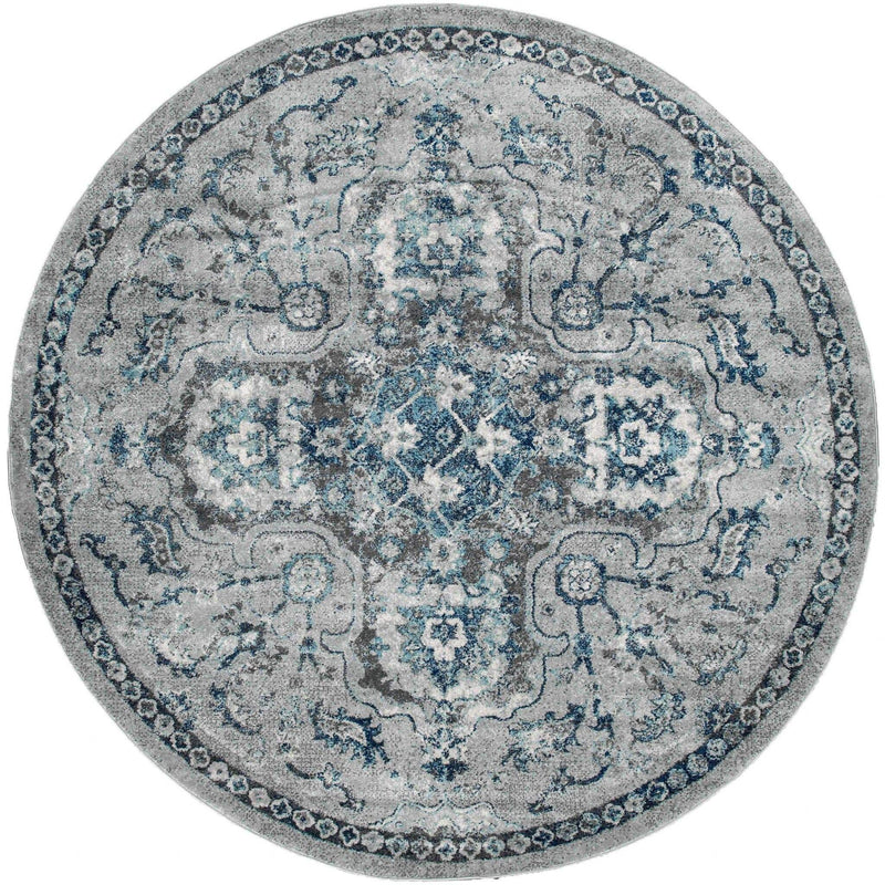 Rugs Contemporary Rugs - 94" x 94" x 0.4" Grey Olefin Round Rug HomeRoots