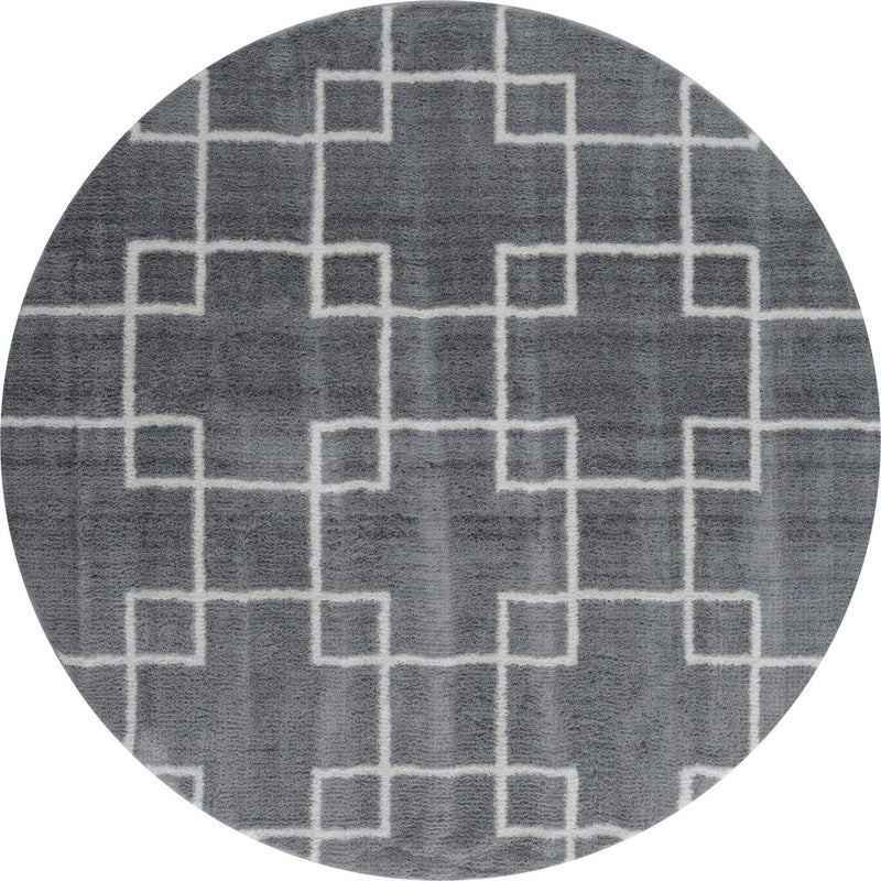 Rugs Contemporary Rugs 94" x 94" x 1.2" Grey Microfiber Polyester Round Rug 1630 HomeRoots