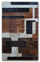 Rugs Cow Rug - 10" x 8" Tricolor, Nostalgia Natural, Stitched Cowhide - Area Rug HomeRoots
