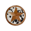 Rugs Cow Rug - 42" x 42" Tricolor, Natural Star Stitch Round Cowhide - Area Rug HomeRoots