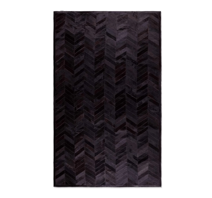 Rugs Cow Rug - 60" x 96" Chocolate Parquet, Natural Stitched Cowhide - Area Rug HomeRoots
