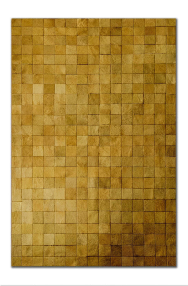 Rugs Cow Rug - 60" x 96" Tan, 4" Square Patches, Cowhide - Area Rug HomeRoots