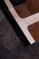 Rugs Cow Rug - 8" x 5" Tricolor Nostalgia Natural Stitched Cowhide - Area Rug HomeRoots