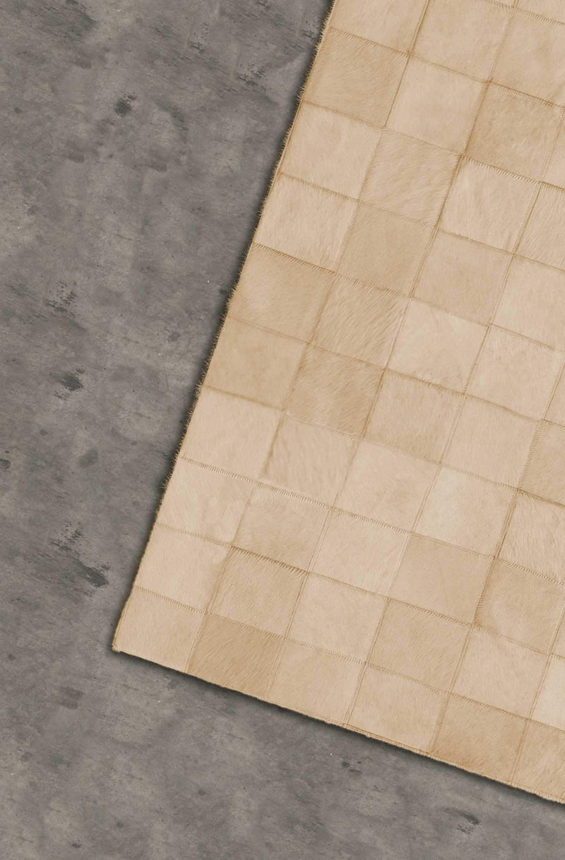 Rugs Cow Rug - 96" x 120" Natural, 4" Square Patches, Cowhide - Area Rug HomeRoots