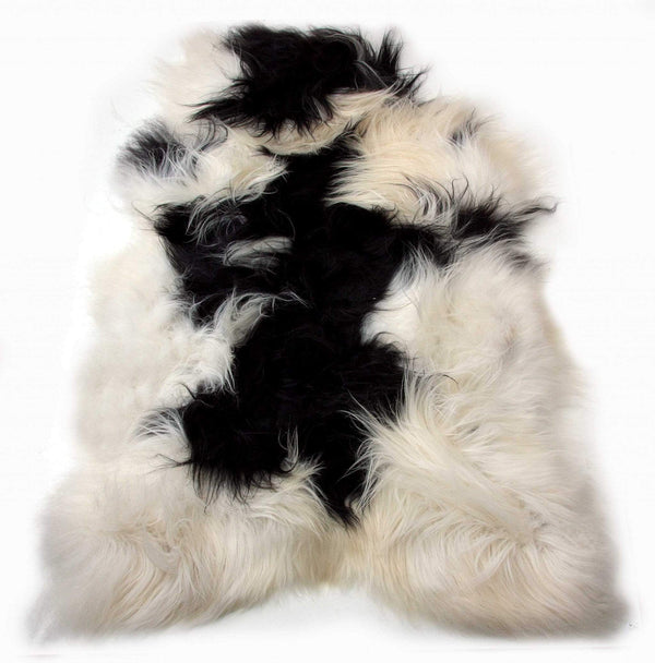 Rugs Cow Skin Rug - 24" x 36" x 1.5" x 2" Spotted Sheepskin Single Long-Haired - Area Rug HomeRoots
