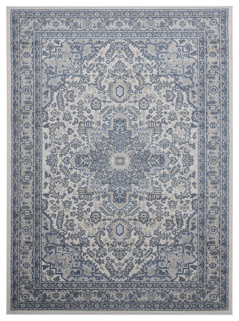 Rugs Cream Area Rug 63" x 86" x 0.31" Cream Olefin Area Rug 8272 HomeRoots