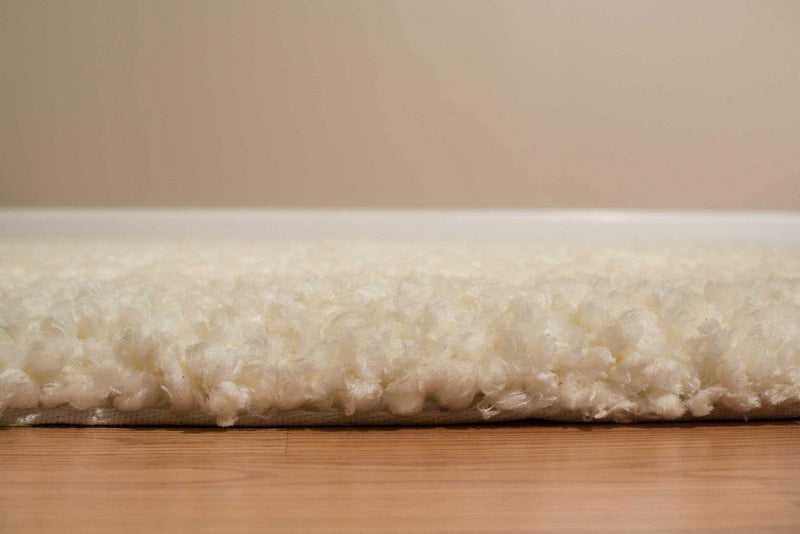 Rugs Cream Area Rug - 63" x 86" x 1.6" Cream Polyester Area Rug HomeRoots