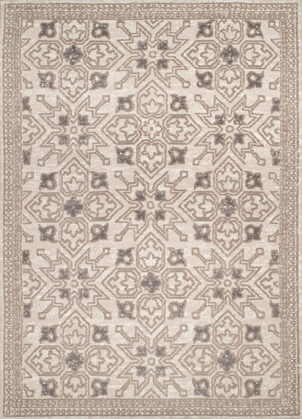 Rugs Cream Area Rug 63" x 90" x 0.39" Cream Polyester Area Rug 8072 HomeRoots