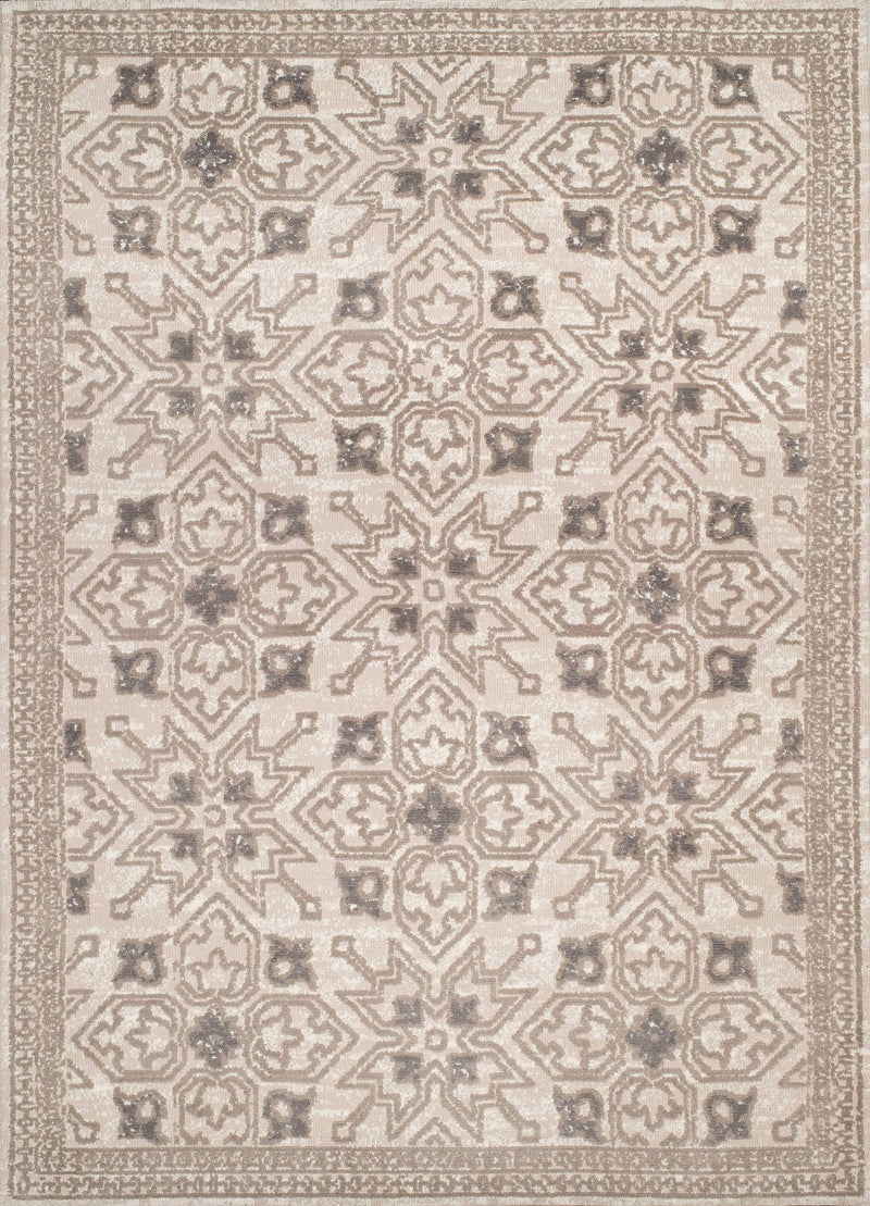 Rugs Cream Area Rug 63" x 90" x 0.39" Cream Polyester Area Rug 8072 HomeRoots
