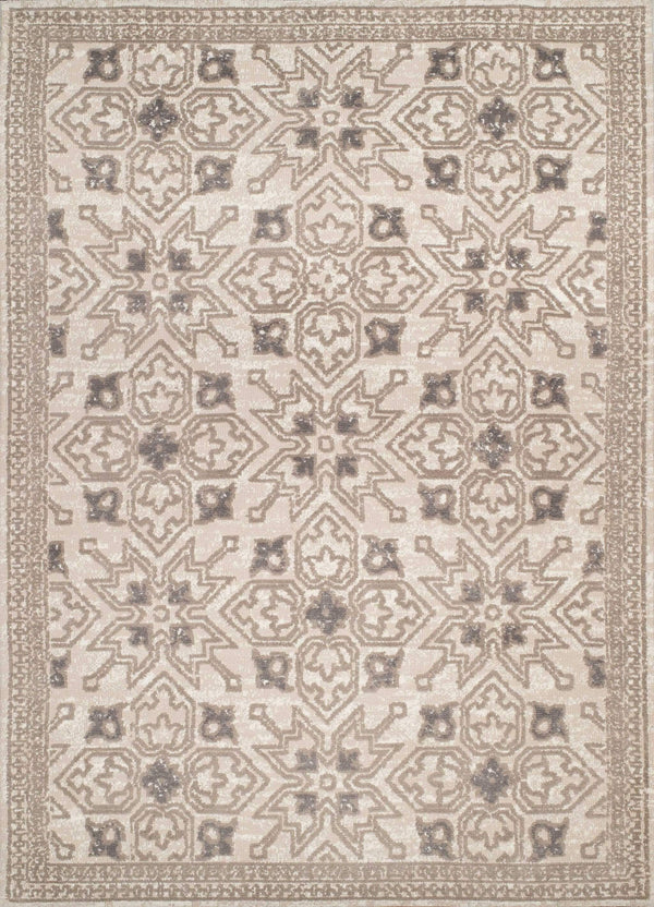 Rugs Cream Area Rug 94" x 126" x 0.39" Cream Polyester Oversized Rug 8073 HomeRoots
