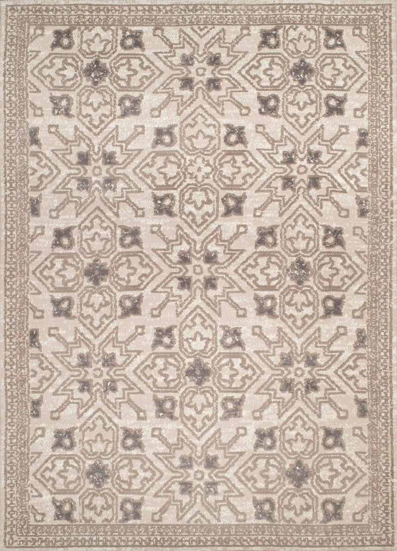 Rugs Cream Area Rug 94" x 126" x 0.39" Cream Polyester Oversized Rug 8073 HomeRoots