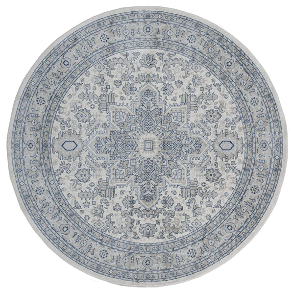 Rugs Cream Area Rug 94" x 94" x 0.31" Cream Olefin Round Rug 8273 HomeRoots