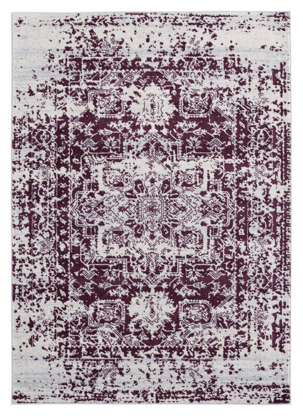Rugs Cream Rug - 94" x 94" x 0.35" Wine Olefin/Frieze Round Rug HomeRoots