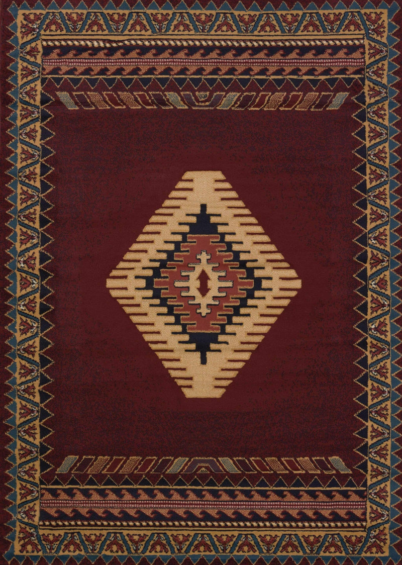 Rugs Decor Rugs - 22" x 36" x 0.3" Burgundy Polypropylene Accent Rug HomeRoots