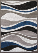 Rugs Designer Rug 22" x 36" x 0.43" Denim Blue Polypropylene Accent Rug 1388 HomeRoots