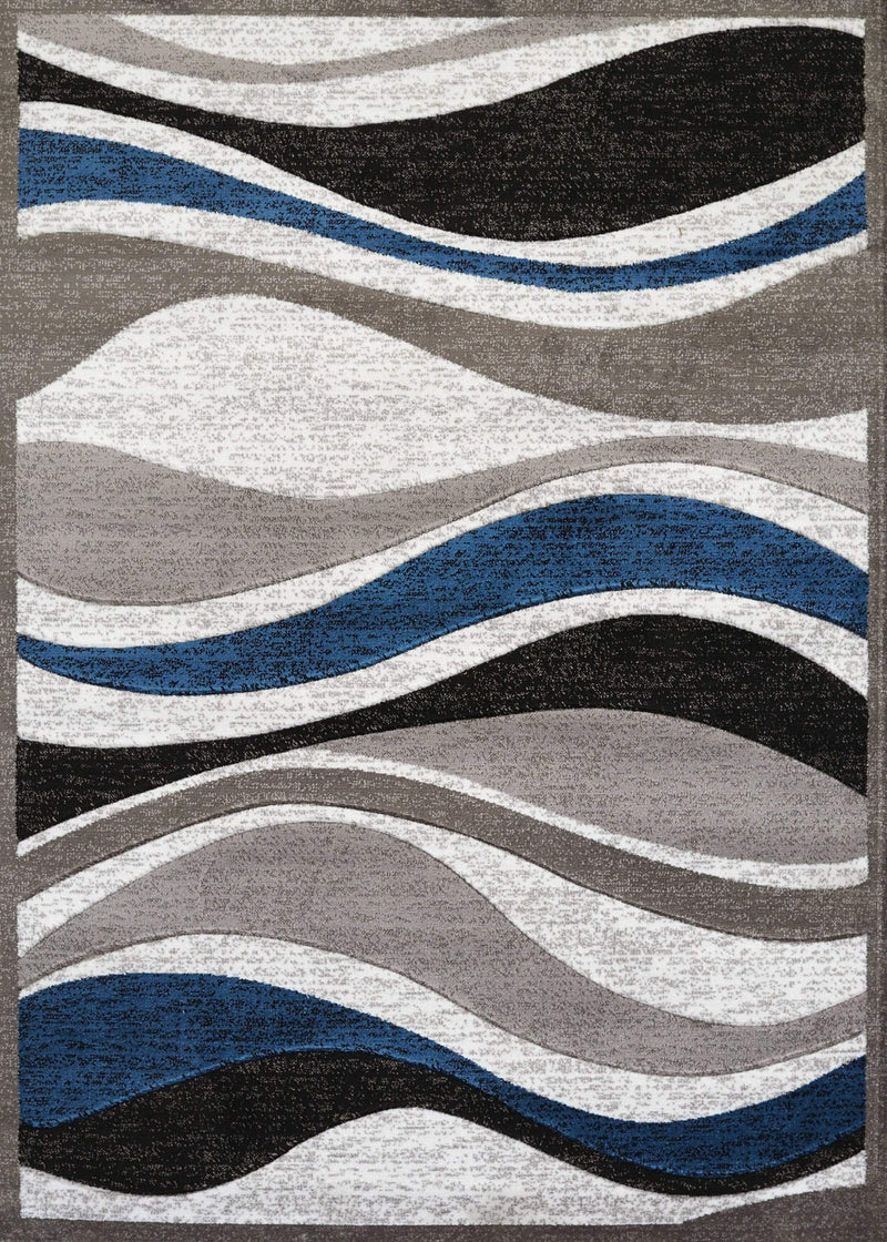 Rugs Designer Rug 22" x 36" x 0.43" Denim Blue Polypropylene Accent Rug 1388 HomeRoots