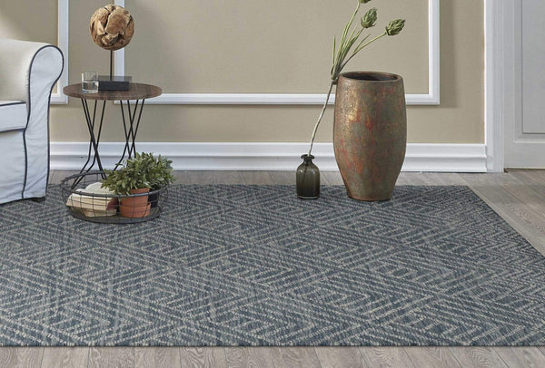 Rugs Designer Rug - 78" X 114" X 0.'5" Denim Wool Rug HomeRoots