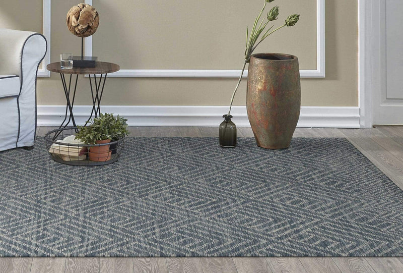 Rugs Designer Rug - 78" X 114" X 0.'5" Denim Wool Rug HomeRoots