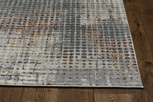 Rugs Dining Room Rugs - 26" X 83" X 0.'25" Grey/Brick Polypropylene & Polyester Rug HomeRoots