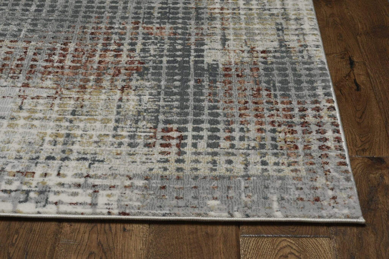 Rugs Dining Room Rugs - 26" X 83" X 0.'25" Grey/Brick Polypropylene & Polyester Rug HomeRoots